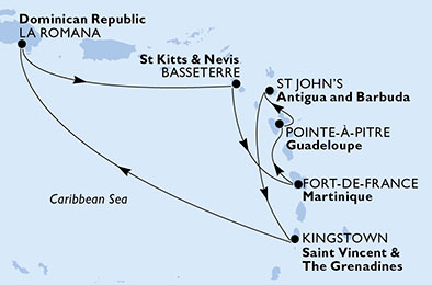 Crociera ai Caraibi MSC itinerario
