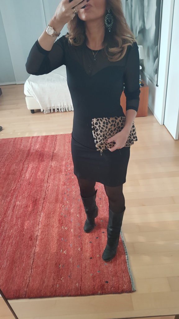 Little black dress e pochette leopardata