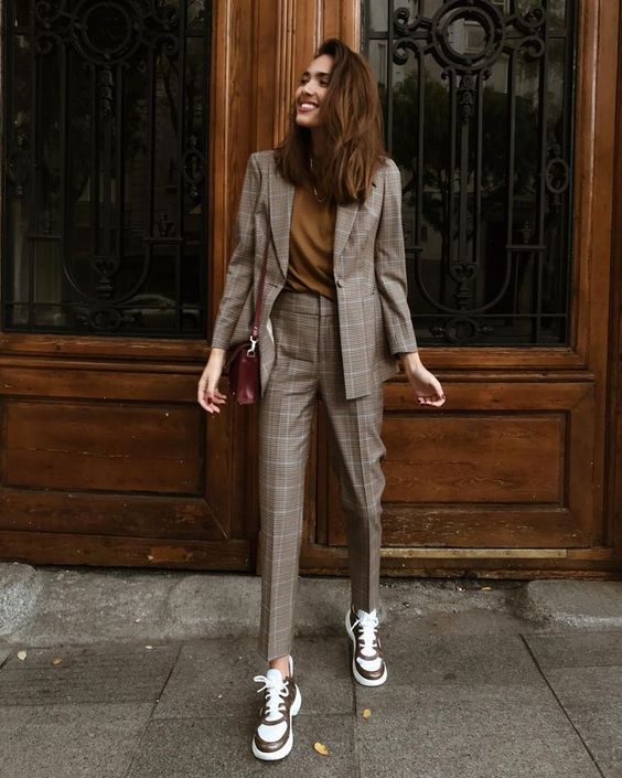 suit and sneakers women