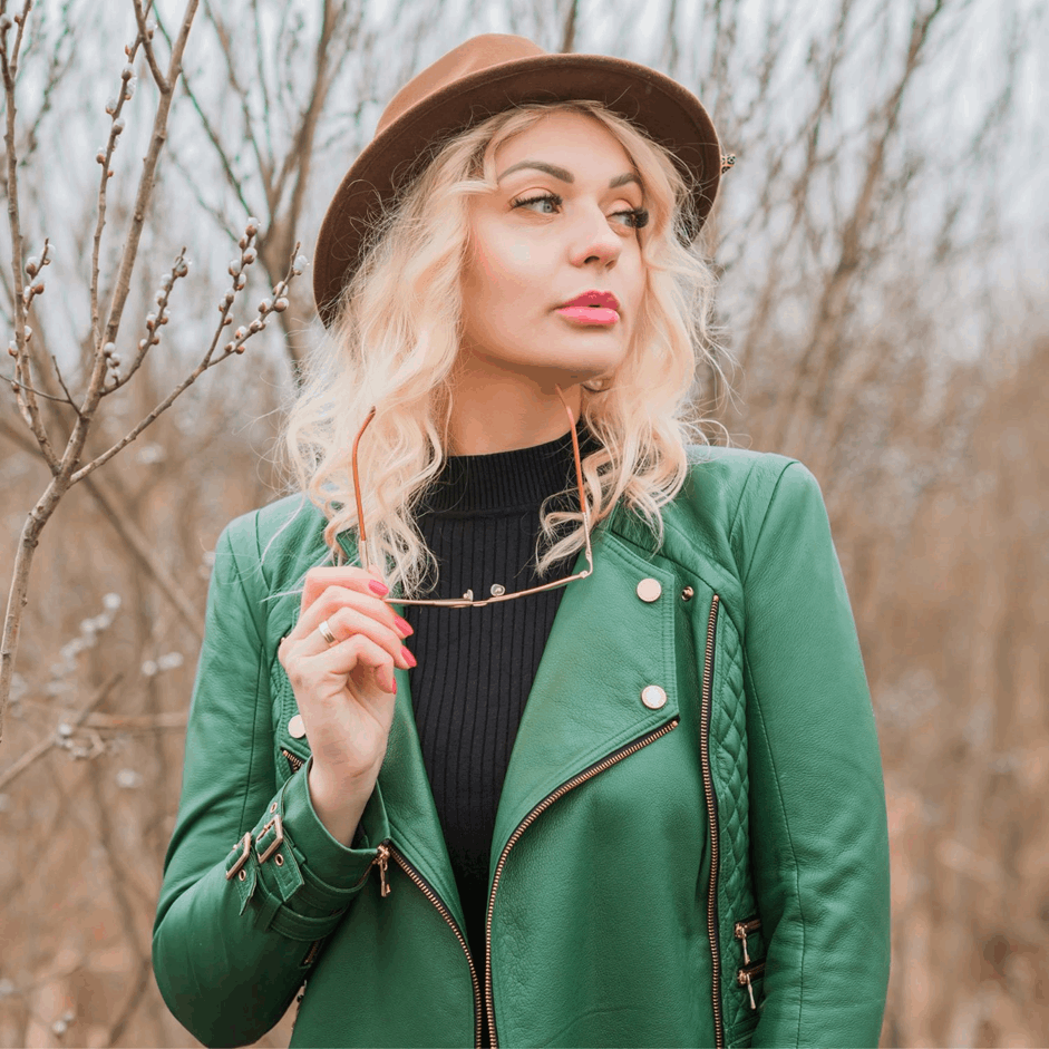 green leather jacket