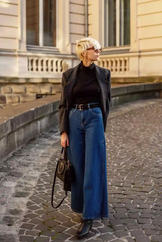 How To Style Wide Leg Jeans for work